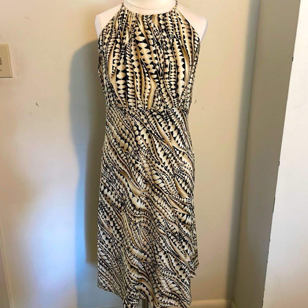 New York & Co. abstract print halter midi dress